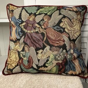 Victorian Angelic Angels Tapestry Throw Pillow 15"x15" Cottagecore Bridgerton
